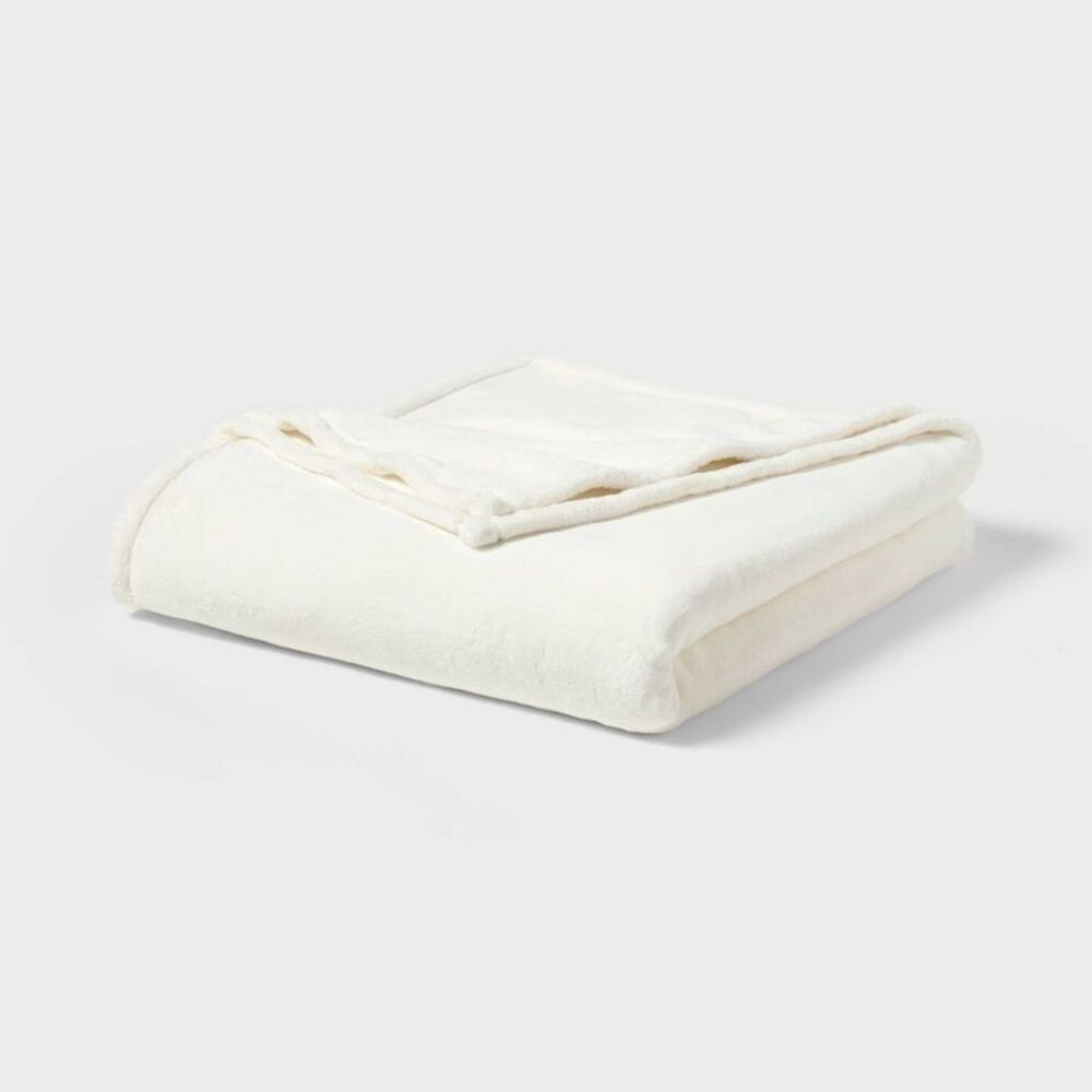 Full/Queen Ultra Plush Blanket White Feather - Threshold